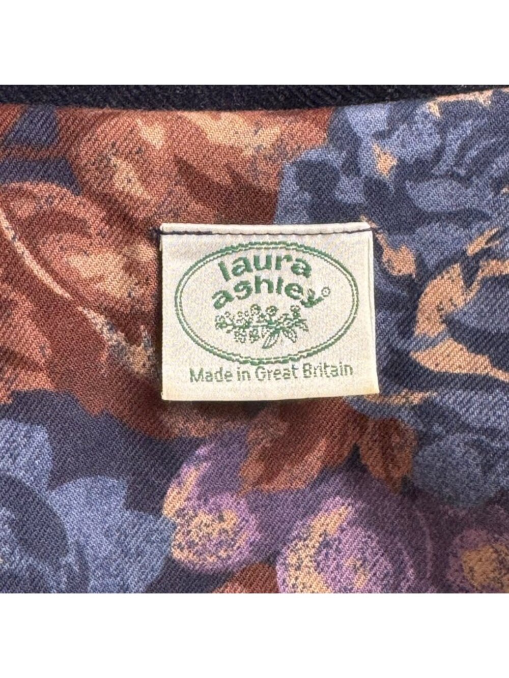 Laura Ashley Vintage Floral Dress Size 8 Corduroy Collar Wool Cotton Blend Modes - Picture 8 of 13